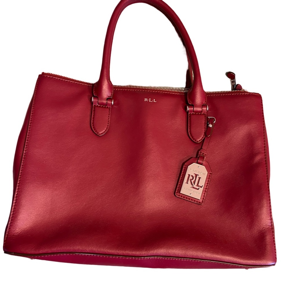 Never Used Ralph Lauren feminine briefcase, red leather